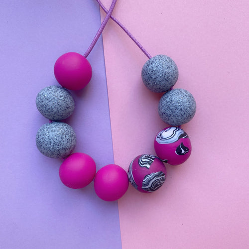 Hot pink zero waste necklace