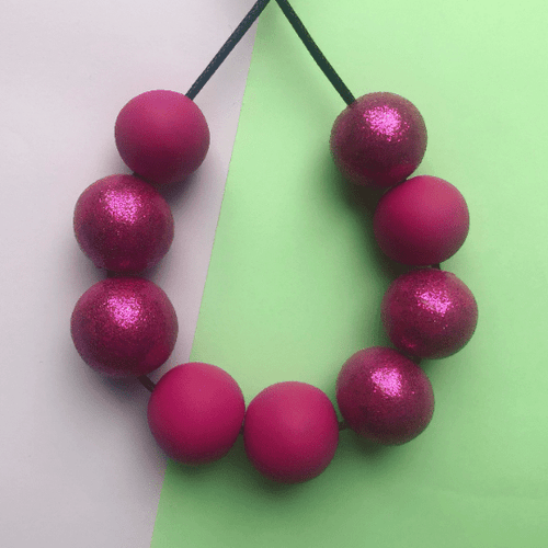 Nine Angels Hot pink sparkly necklace