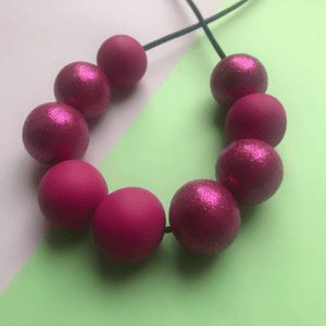 Nine Angels Hot pink sparkly necklace