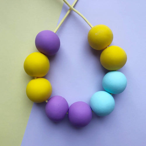 Nine Angels Lemon yellow, lilac & mint adjustable necklace