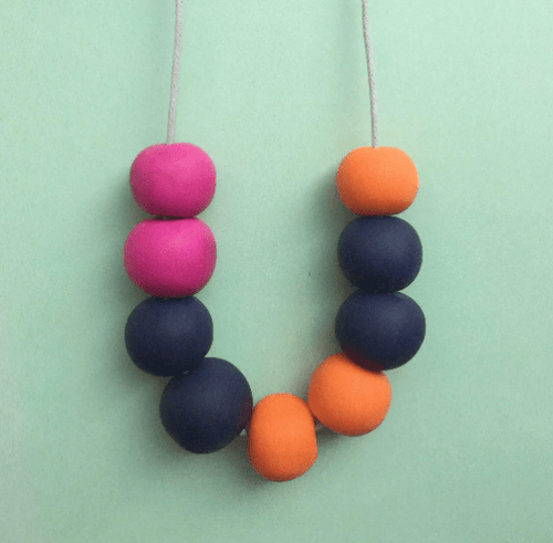 Nine Angels Navy, orange and hot pink necklace